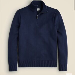 NWT! J.Crew Heritage cotton Navy half-zip sweater. Size XL.